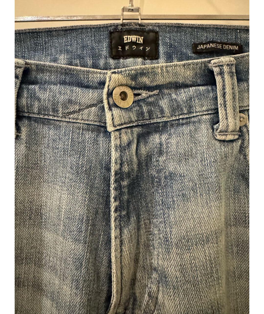 EDWIN Голубые хлопко-полиэстеровые джинсы скинни, фото 6