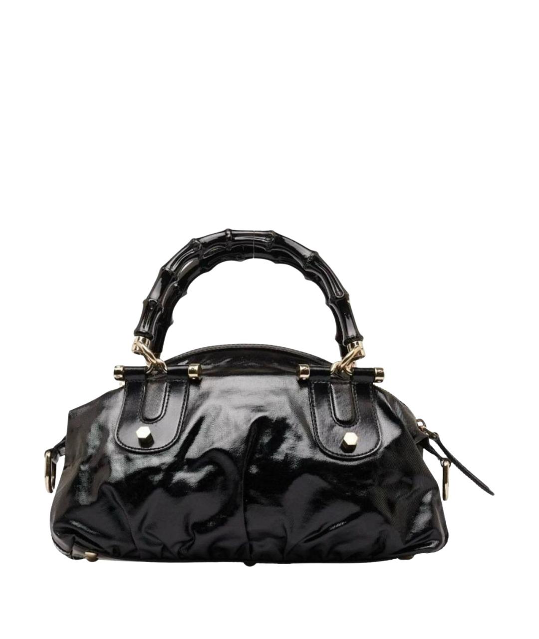 GUCCI Черная сумка с короткими ручками из лакированной кожи, фото 1