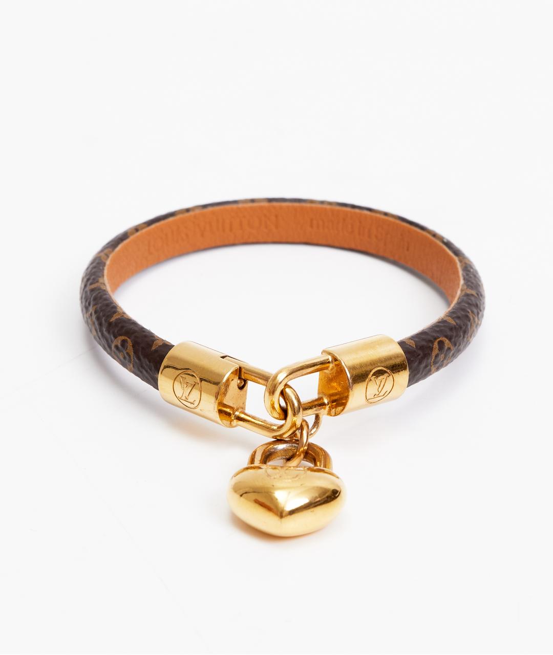 LOUIS VUITTON Коричневый кожаный браслет, фото 6