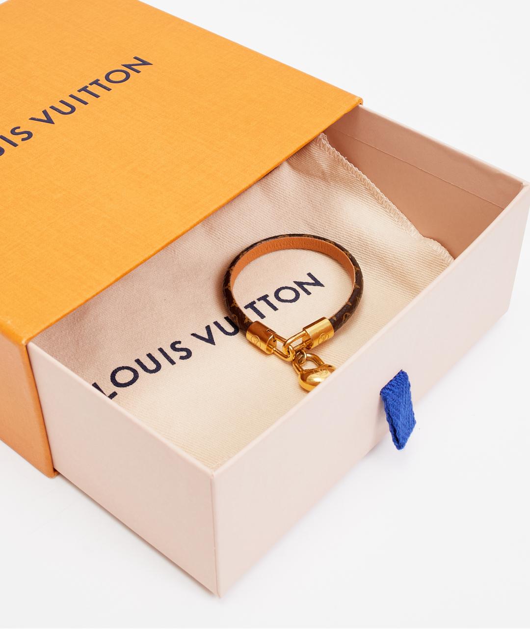 LOUIS VUITTON Коричневый кожаный браслет, фото 3