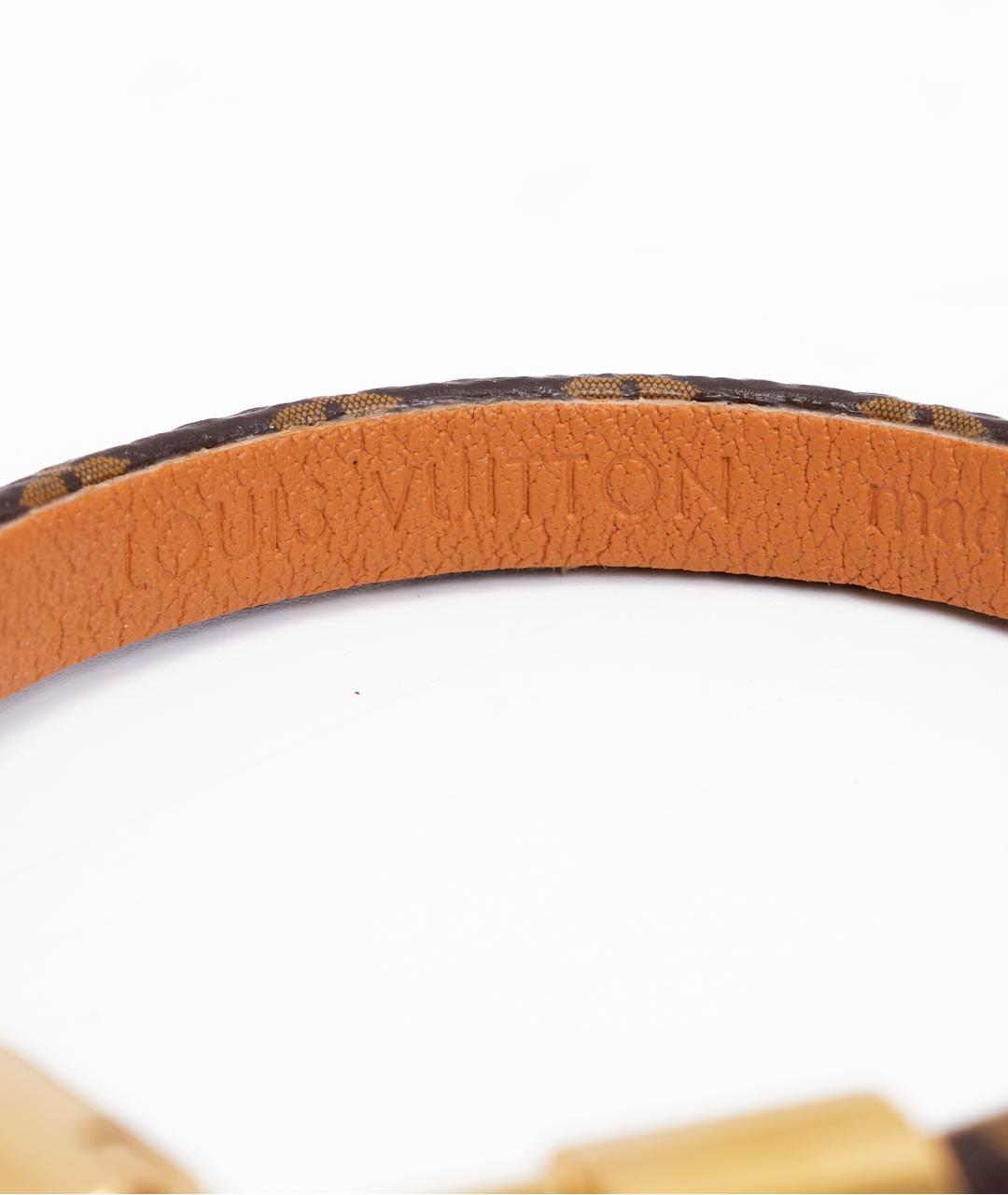 LOUIS VUITTON Коричневый кожаный браслет, фото 2