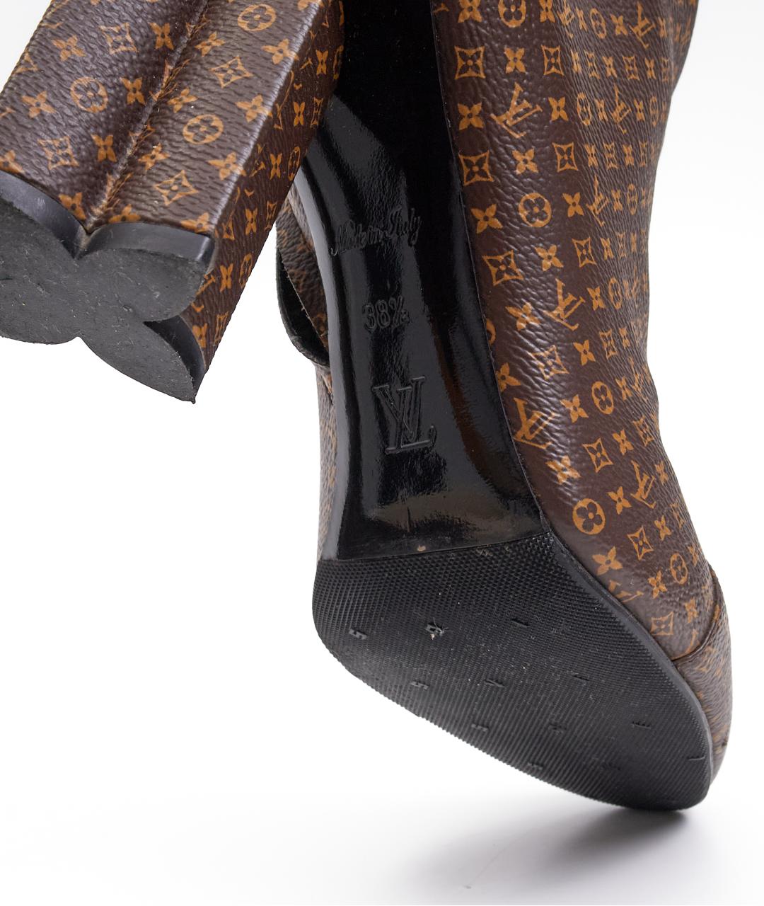 LOUIS VUITTON Коричневые кожаные ботильоны, фото 5