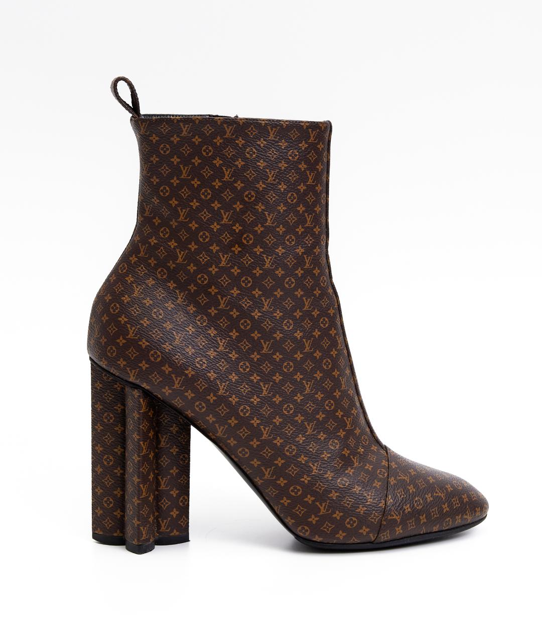 LOUIS VUITTON Коричневые кожаные ботильоны, фото 7