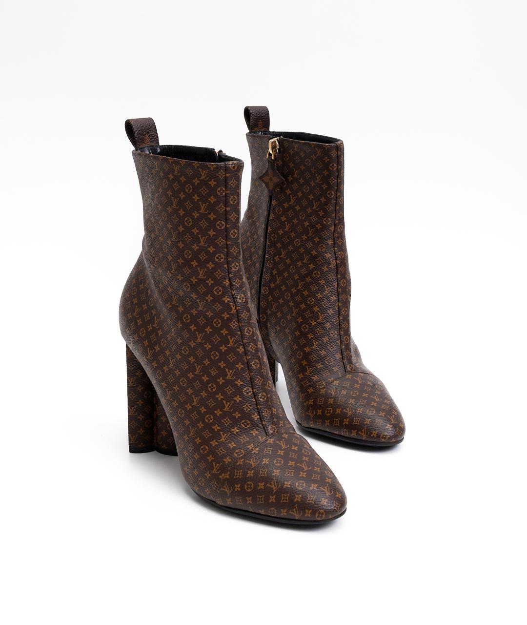 LOUIS VUITTON Коричневые кожаные ботильоны, фото 4
