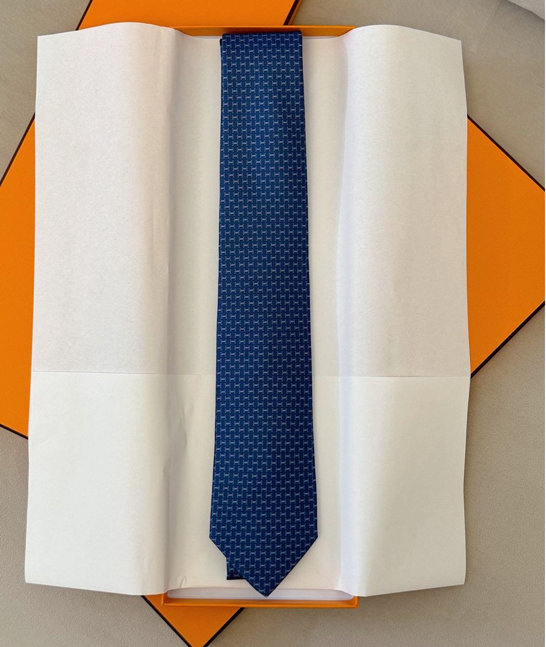 HERMES Синий шелковый галстук, фото 3