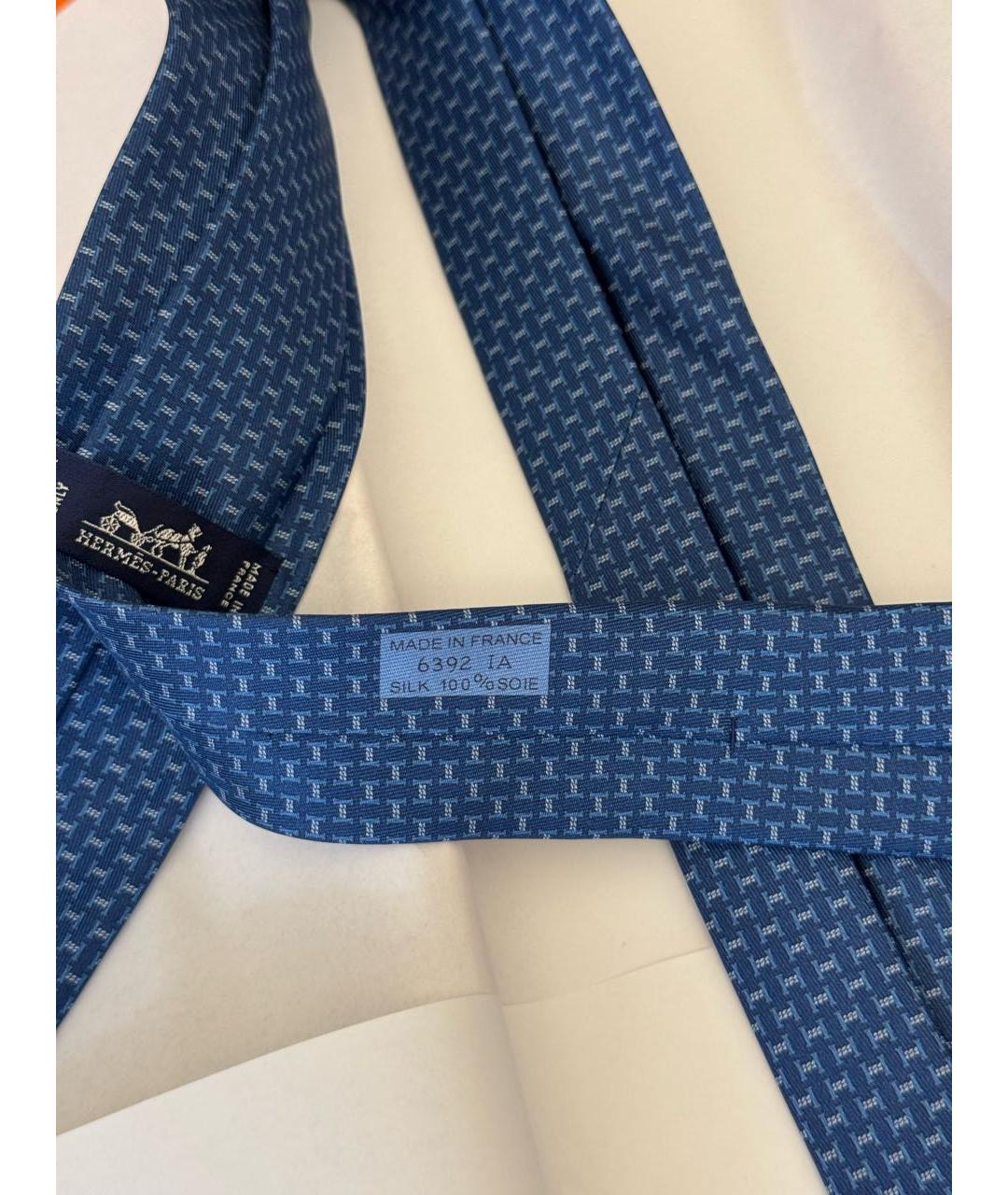 HERMES Синий шелковый галстук, фото 4