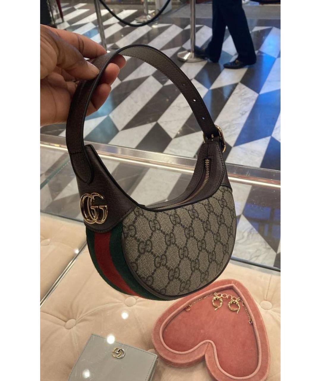 GUCCI Коричневая кожаная сумка с короткими ручками, фото 2