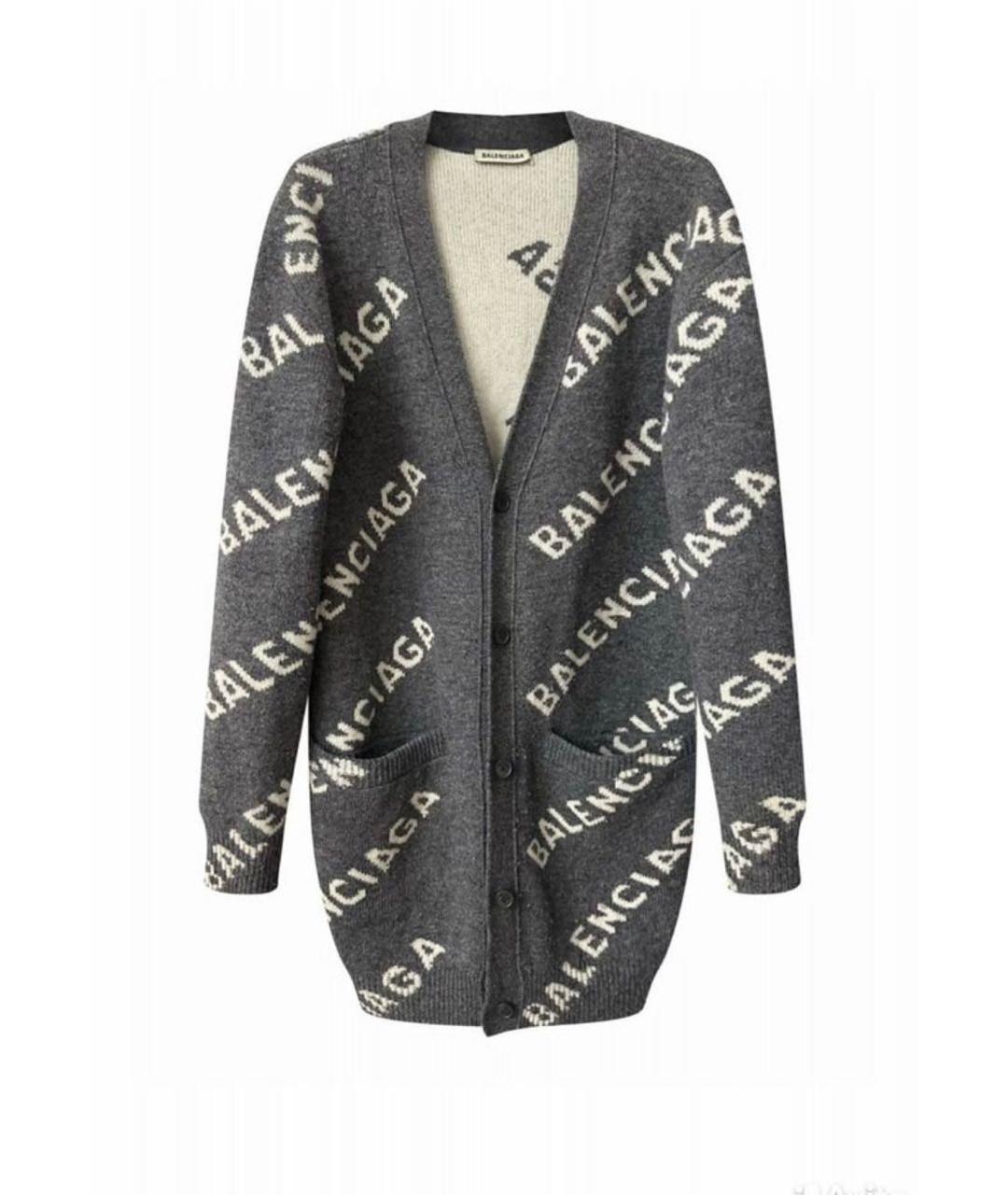 BALENCIAGA Серый шерстяной кардиган, фото 5