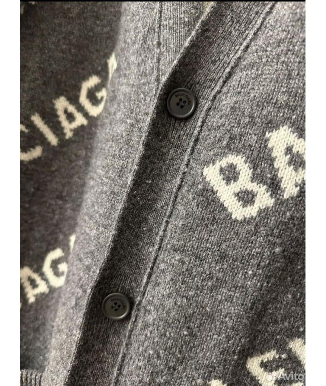 BALENCIAGA Серый шерстяной кардиган, фото 4