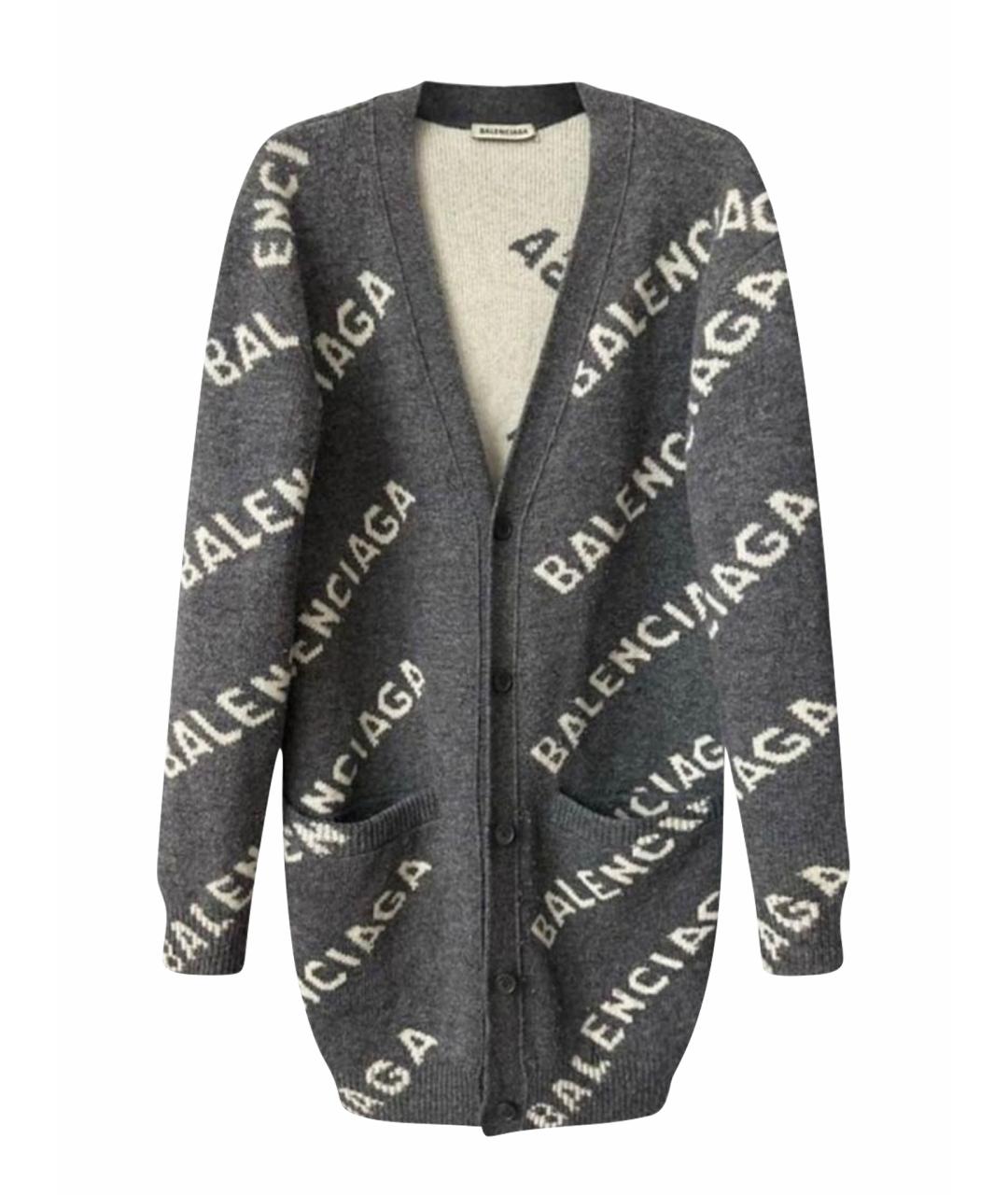 BALENCIAGA Серый шерстяной кардиган, фото 1