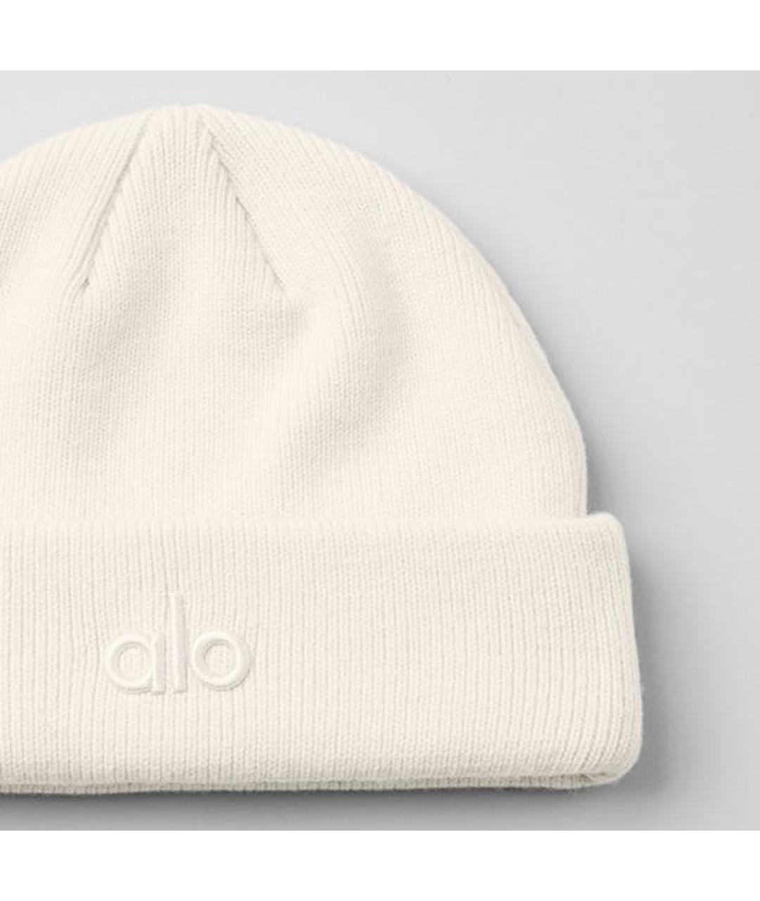 ALO YOGA Белая синтетическая шапка, фото 3