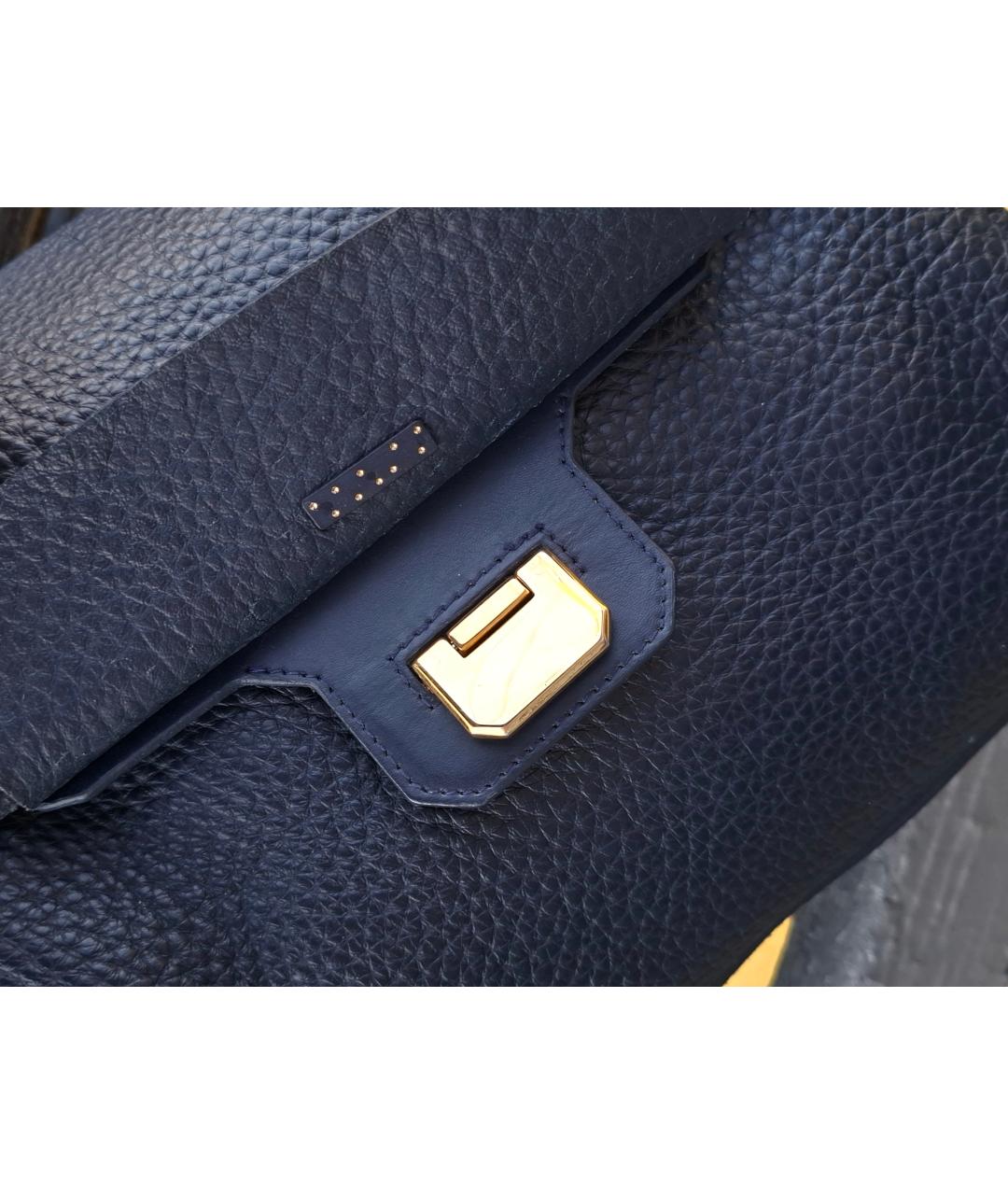 FURLA Темно-синяя кожаная сумка тоут, фото 4