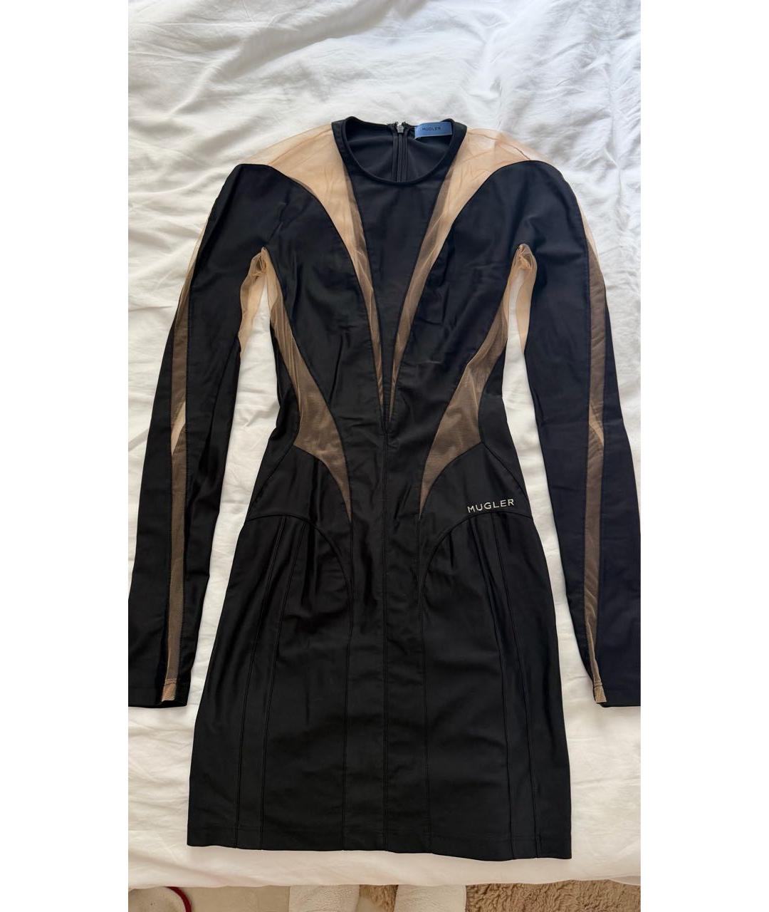 MUGLER Черное полиэстеровое вечернее платье, фото 5