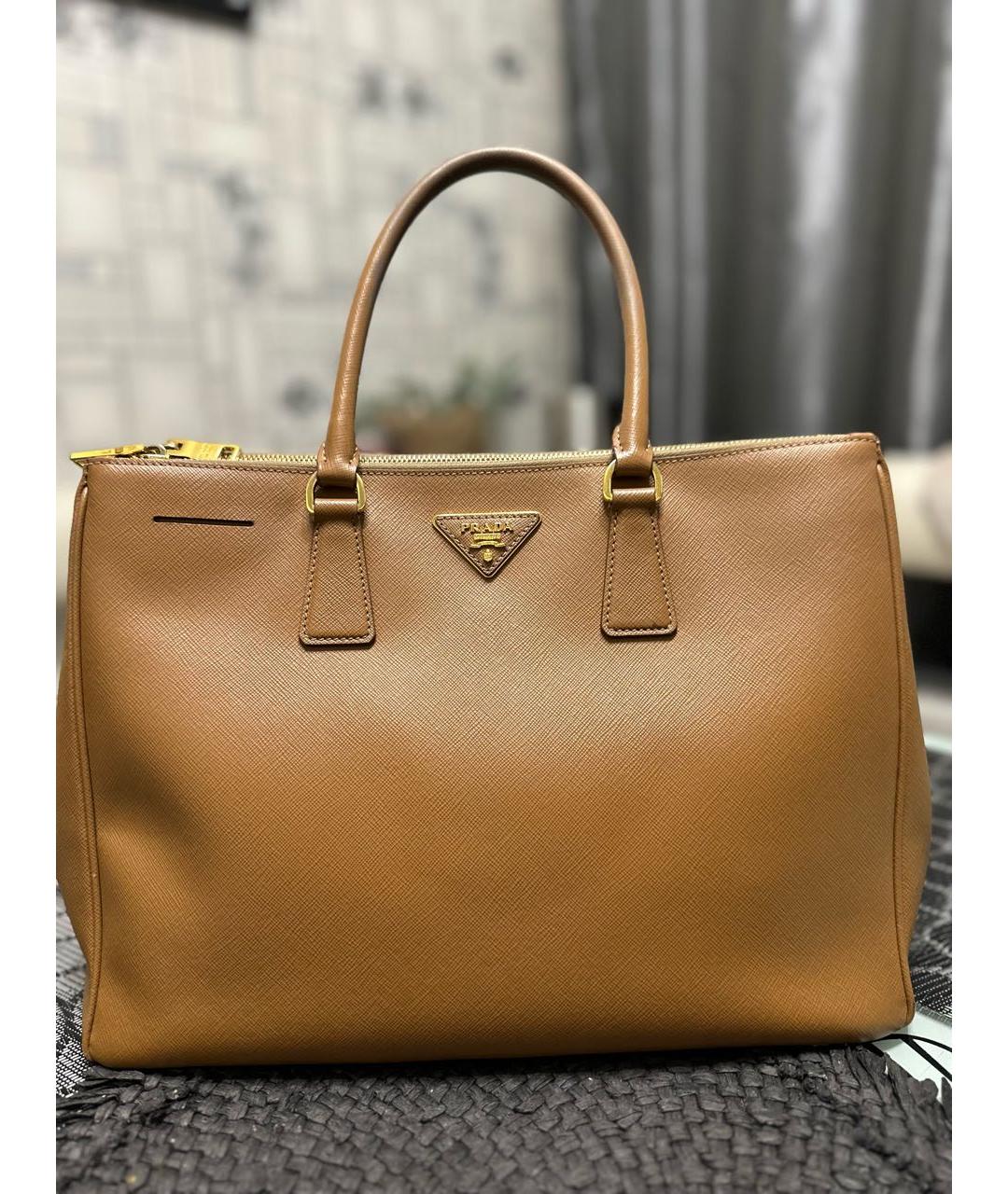 PRADA Коричневая кожаная сумка тоут, фото 9