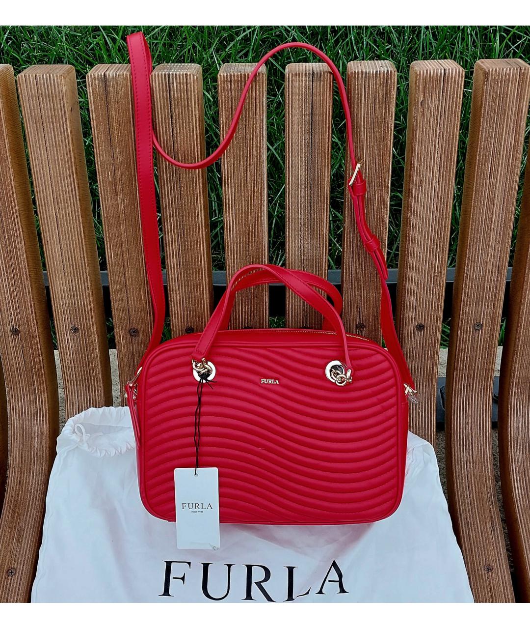 FURLA Красная кожаная сумка с короткими ручками, фото 10