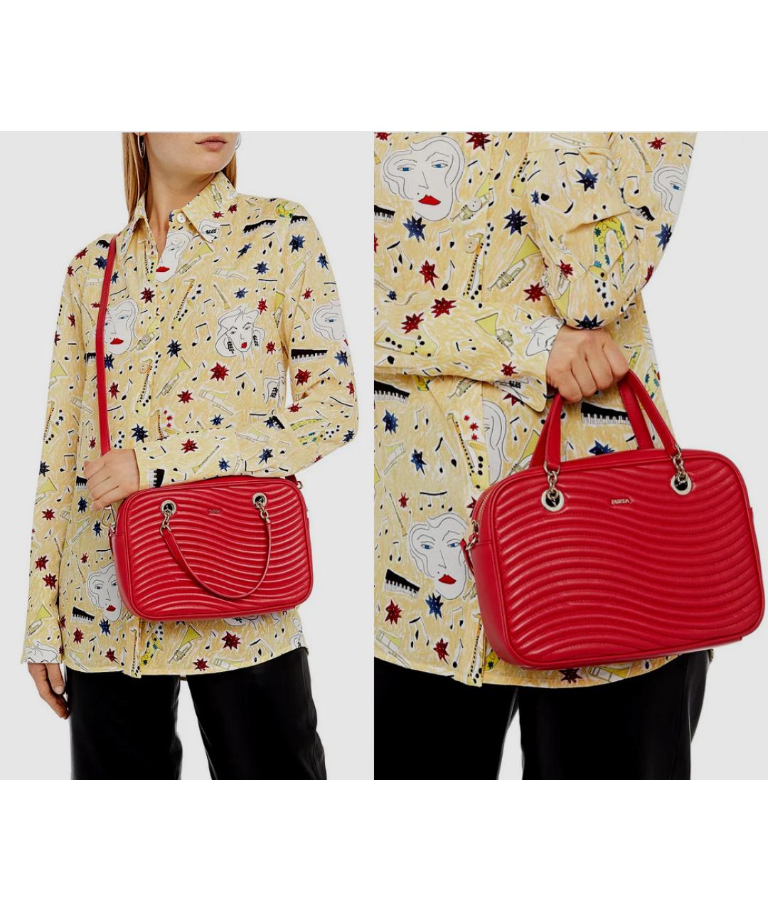 FURLA Красная кожаная сумка с короткими ручками, фото 2