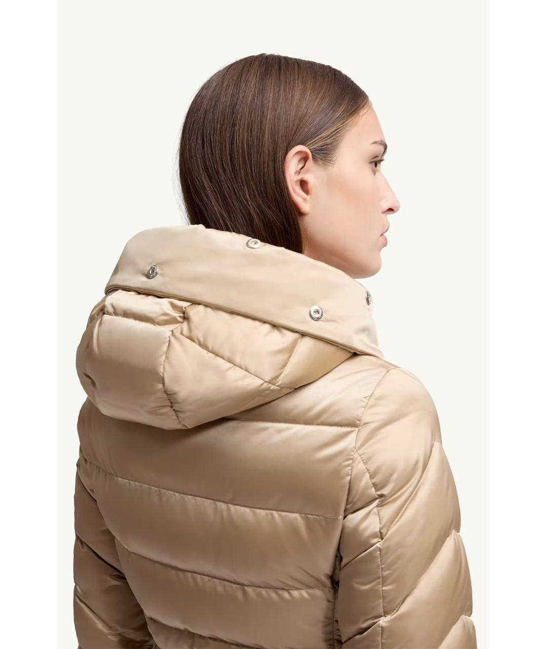 MONCLER Бежевый полиамидовый пуховик, фото 4