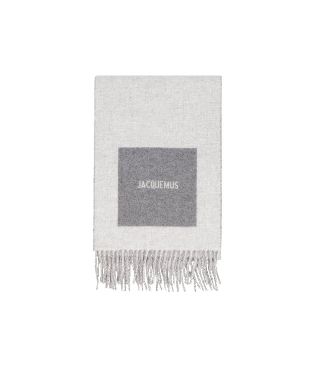 JACQUEMUS Серый шерстяной шарф, фото 4