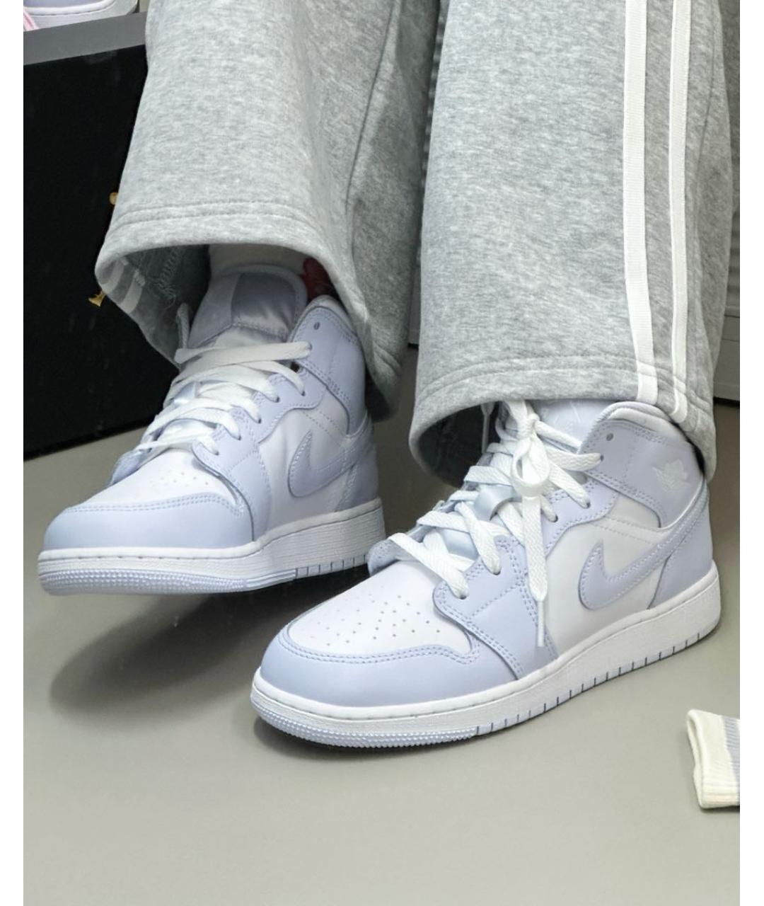 JORDAN Голубые кожаные кроссовки, фото 4