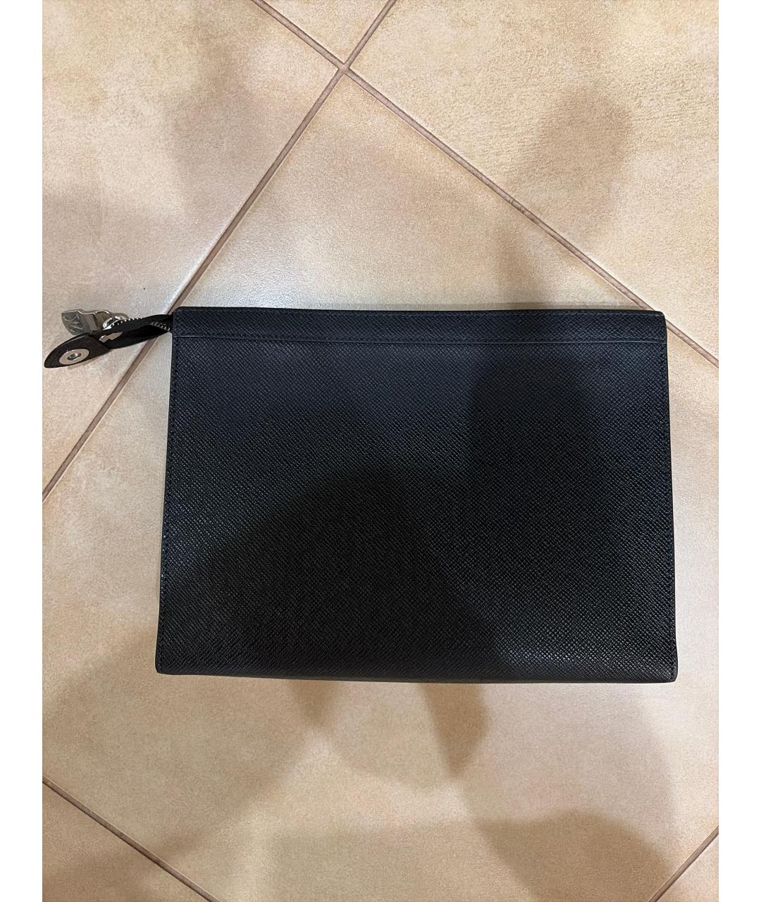 LOUIS VUITTON Черная кожаная папка для документов, фото 2