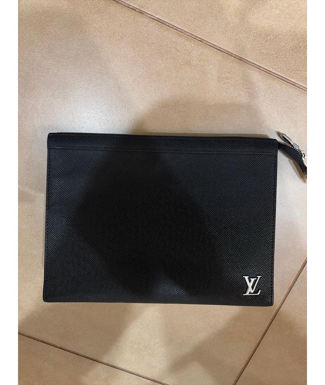 LOUIS VUITTON Черная кожаная папка для документов, фото 5