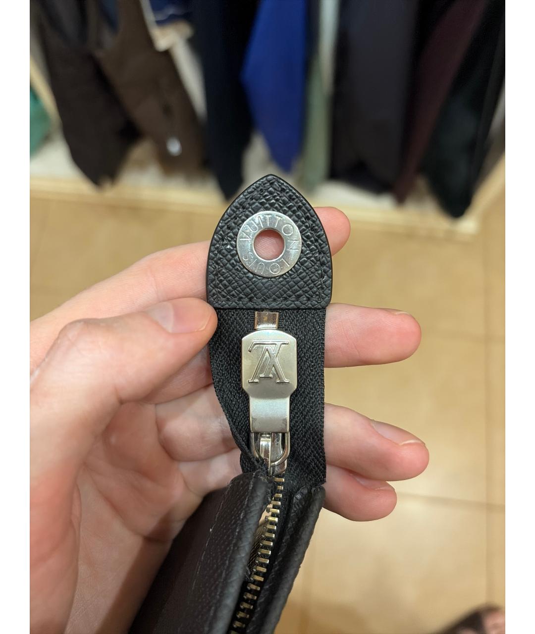 LOUIS VUITTON Черная кожаная папка для документов, фото 3