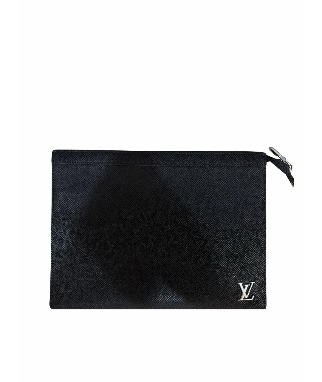 LOUIS VUITTON Черная кожаная папка для документов, фото 1