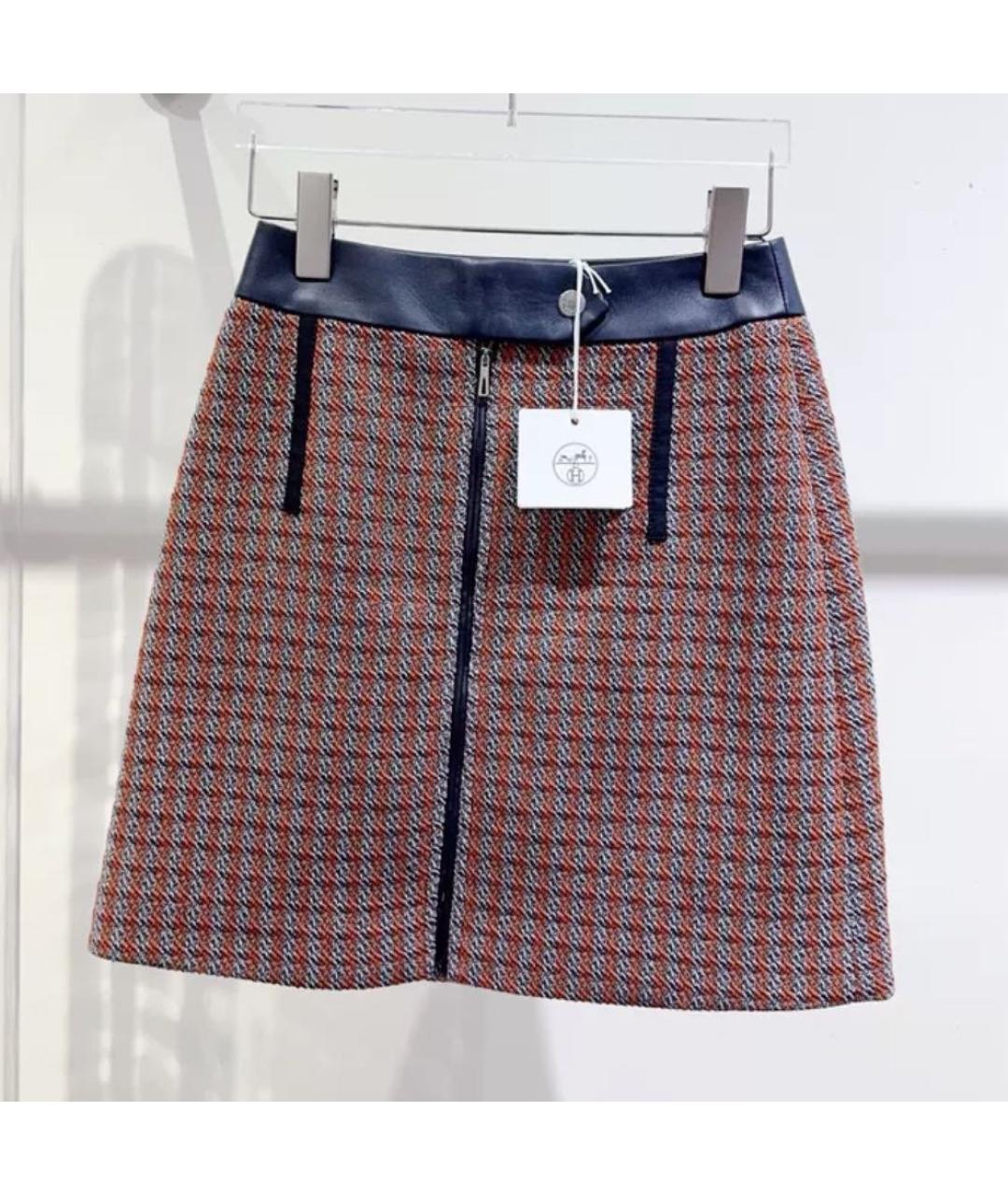 HERMES Бордовая юбка мини, фото 6