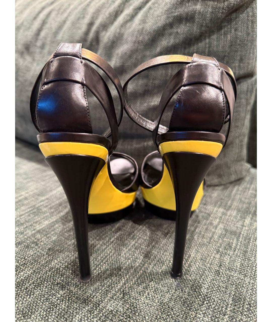 RALPH LAUREN COLLECTION Черные кожаные босоножки, фото 4