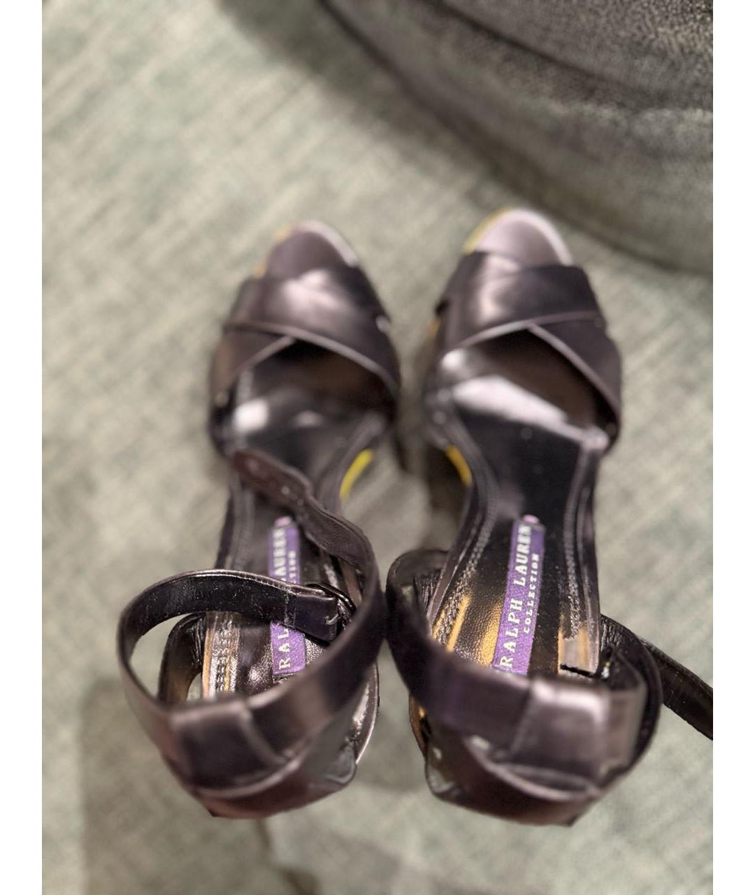 RALPH LAUREN COLLECTION Черные кожаные босоножки, фото 3