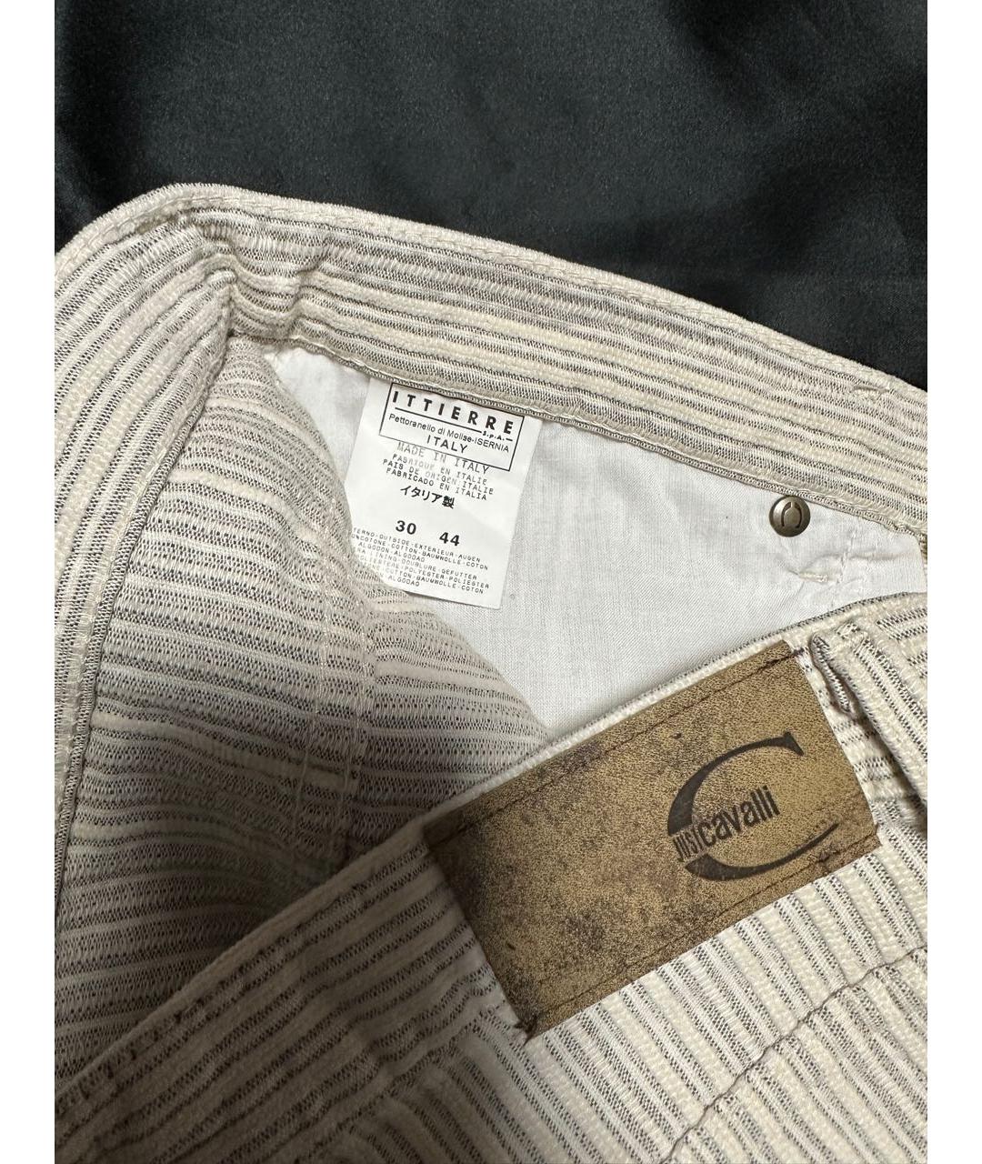 JUST CAVALLI Бежевые хлопковые брюки широкие, фото 3