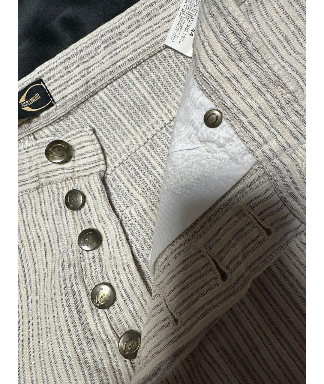 JUST CAVALLI Бежевые хлопковые брюки широкие, фото 6