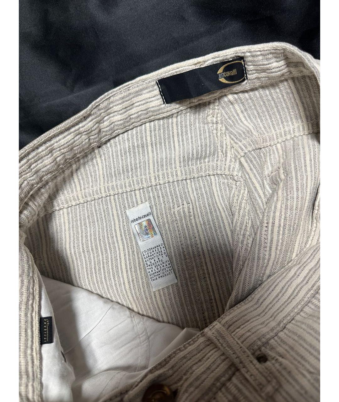 JUST CAVALLI Бежевые хлопковые брюки широкие, фото 5