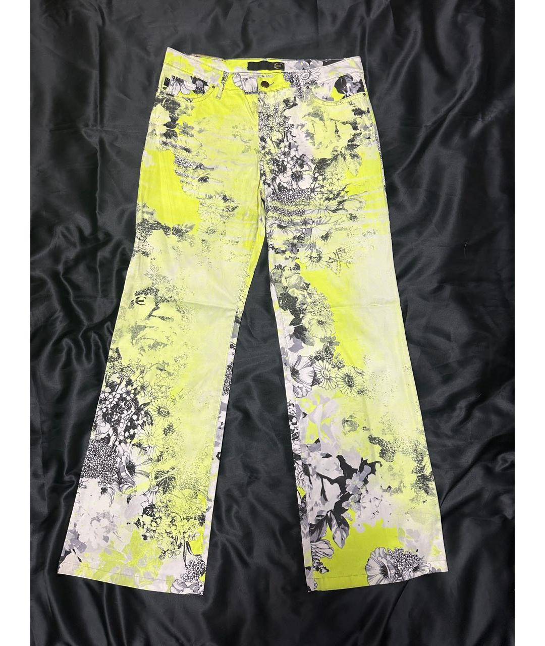 JUST CAVALLI Желтые полиамидовые брюки широкие, фото 7