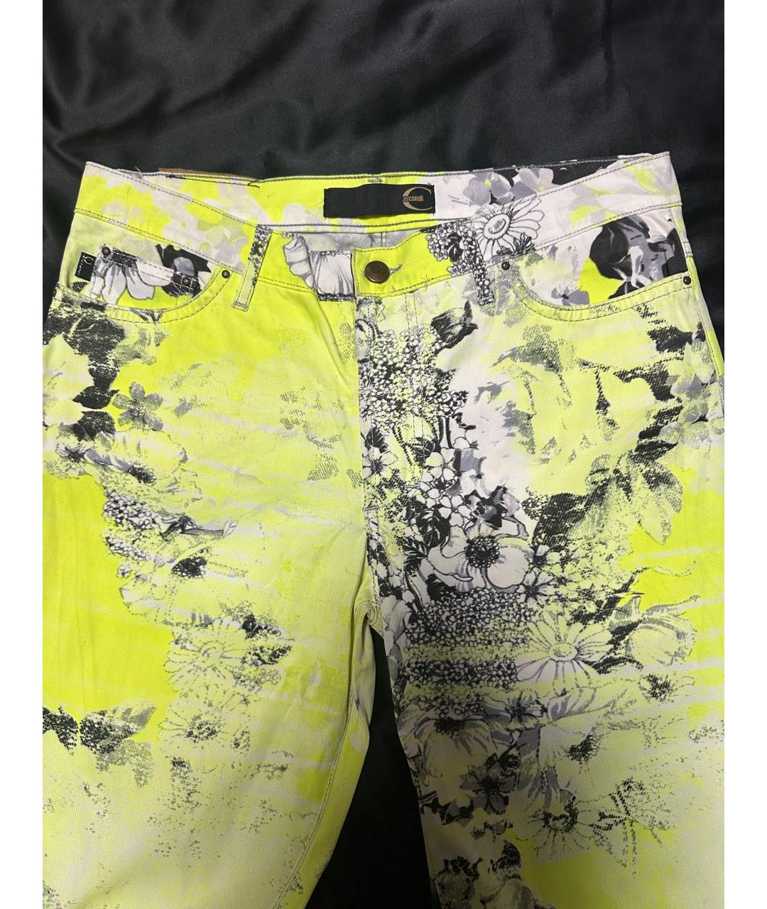 JUST CAVALLI Желтые полиамидовые брюки широкие, фото 3