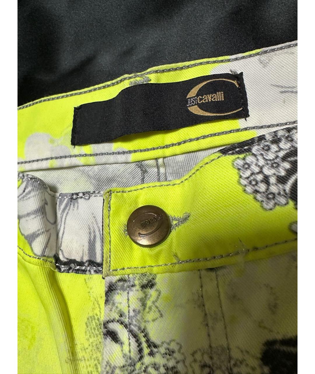 JUST CAVALLI Желтые полиамидовые брюки широкие, фото 4