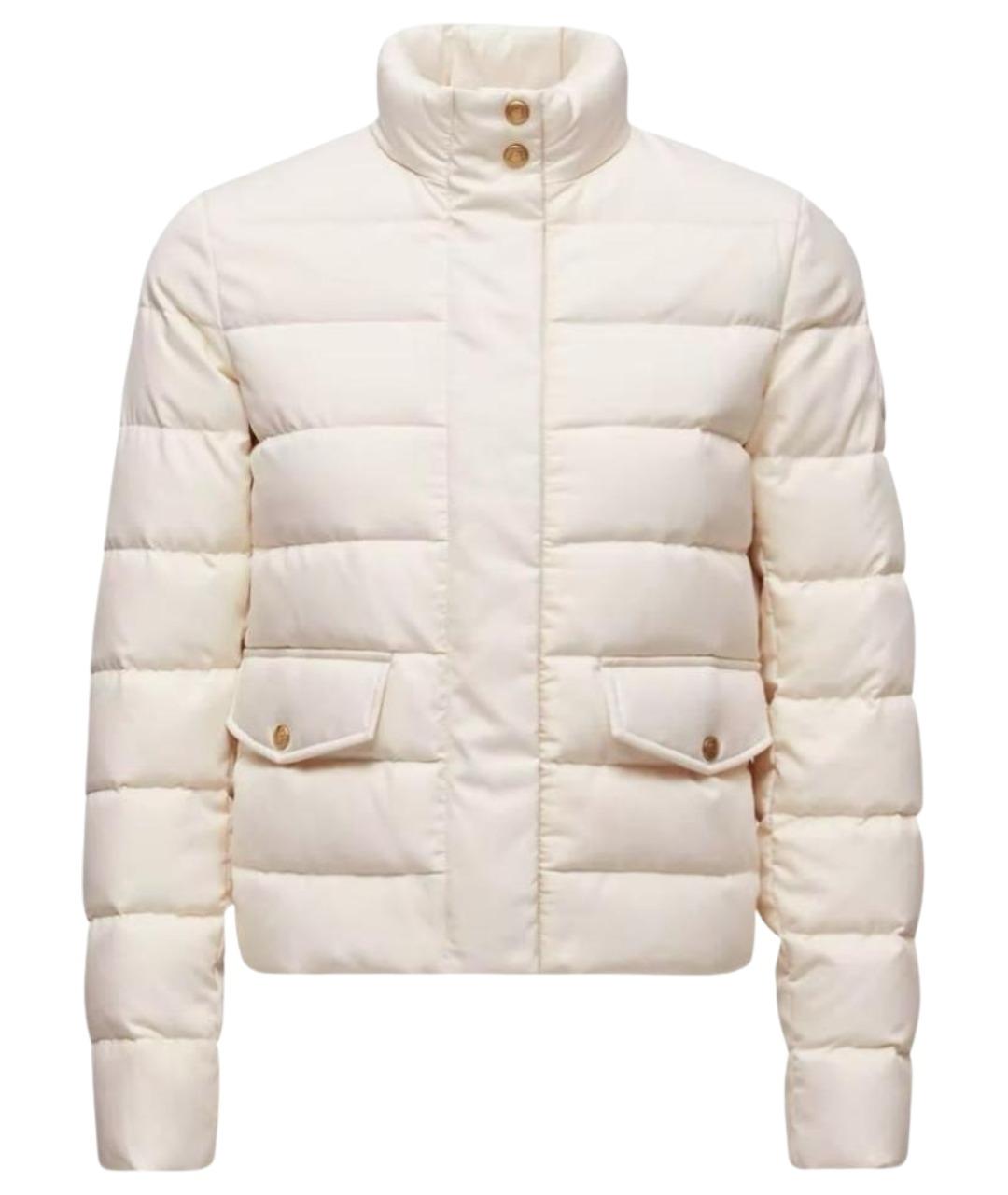 MONCLER Белый полиэстеровый пуховик, фото 1