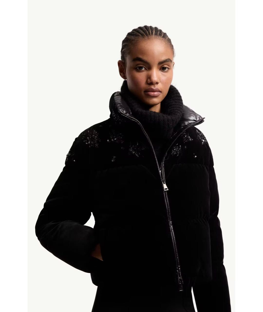 MONCLER Черный хлопковый пуховик, фото 4