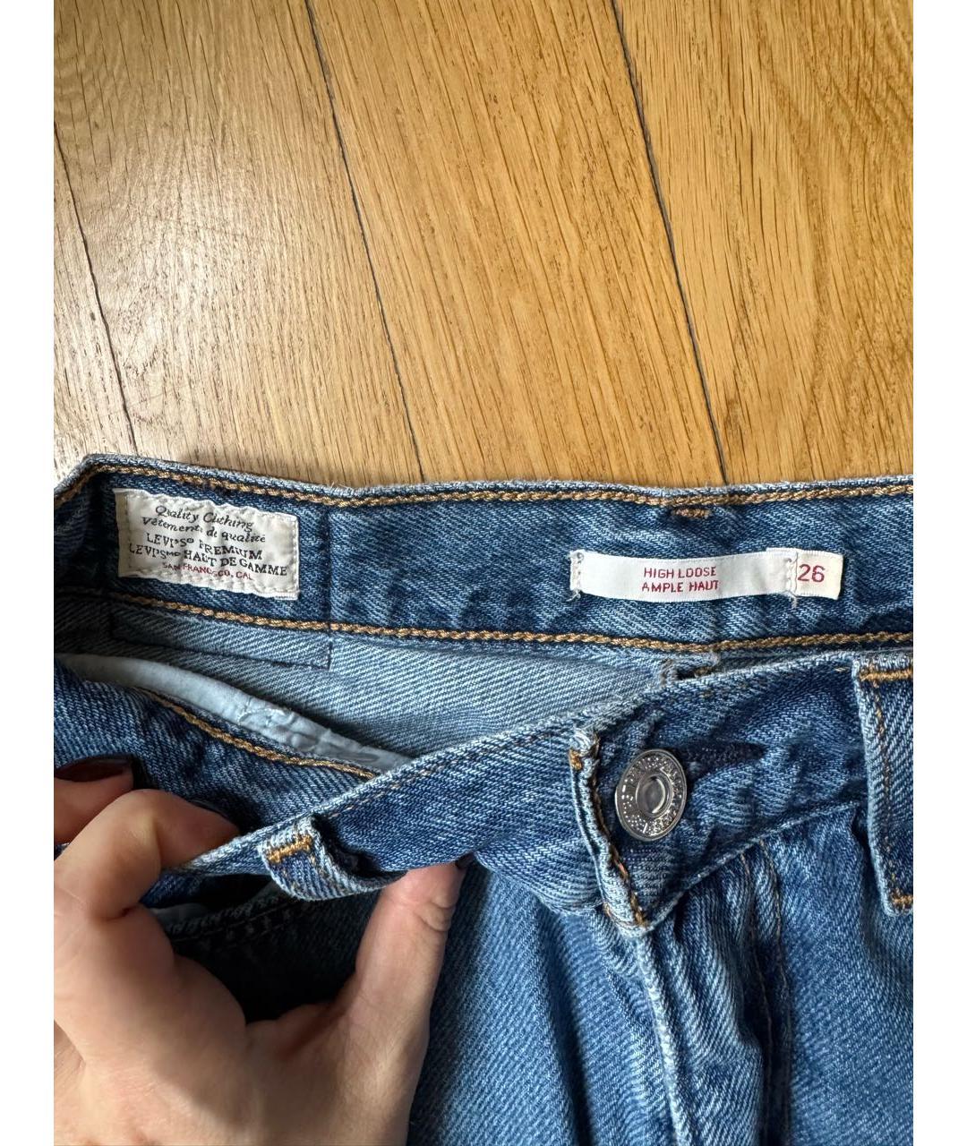 LEVI'S Синие хлопковые прямые джинсы, фото 4