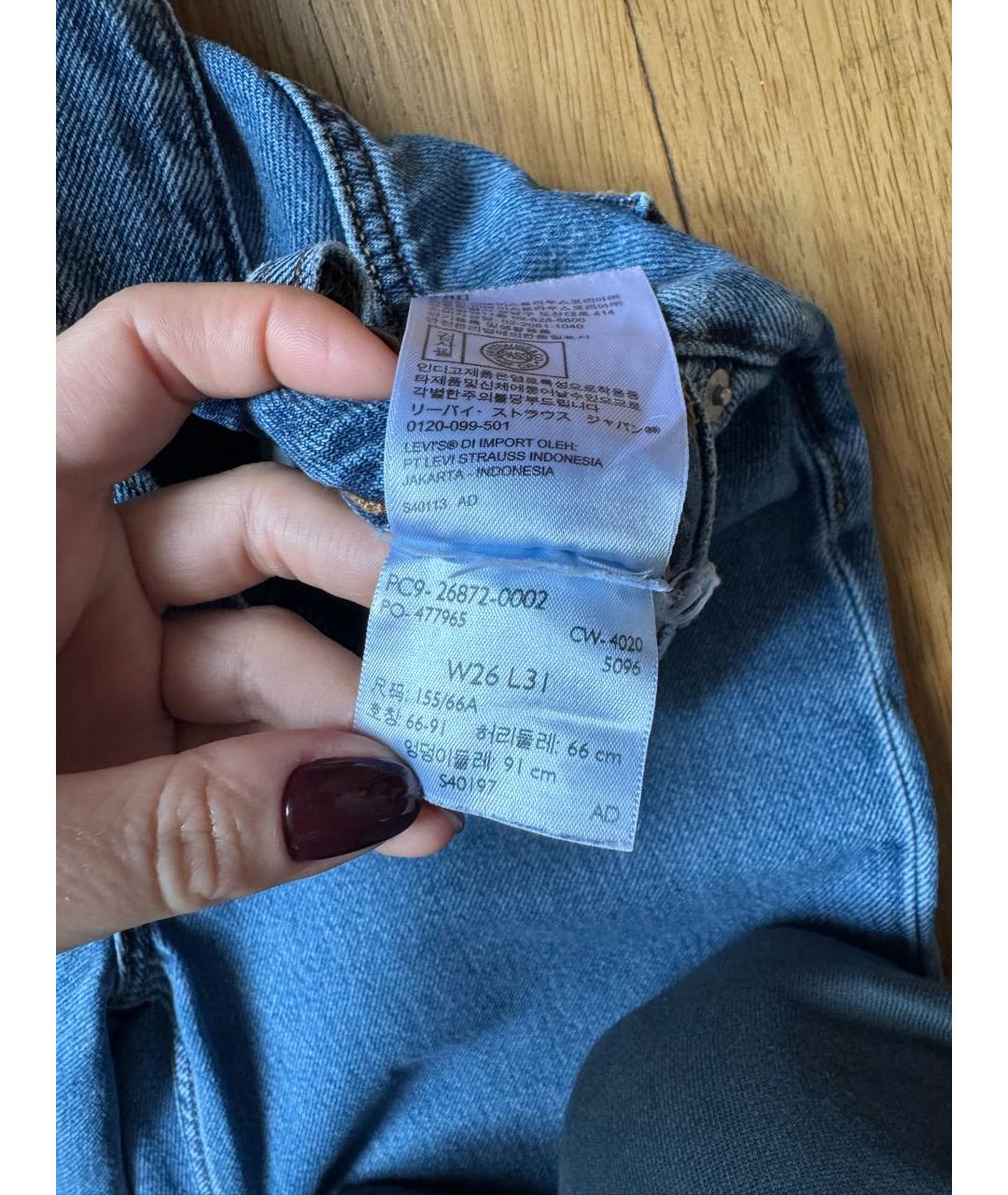 LEVI'S Синие хлопковые прямые джинсы, фото 5