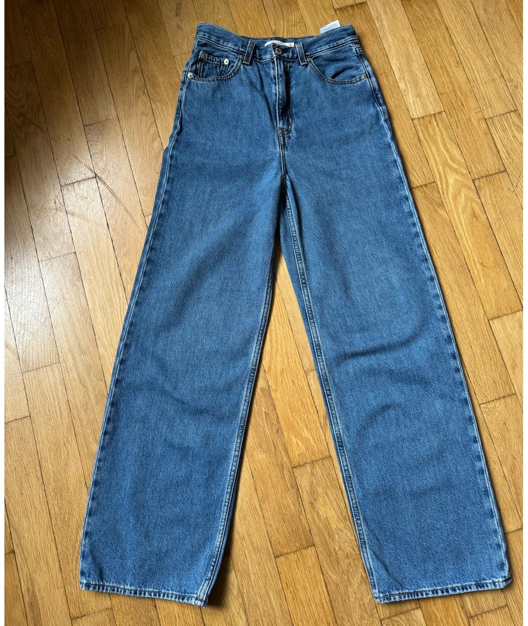 LEVI'S Синие хлопковые прямые джинсы, фото 7