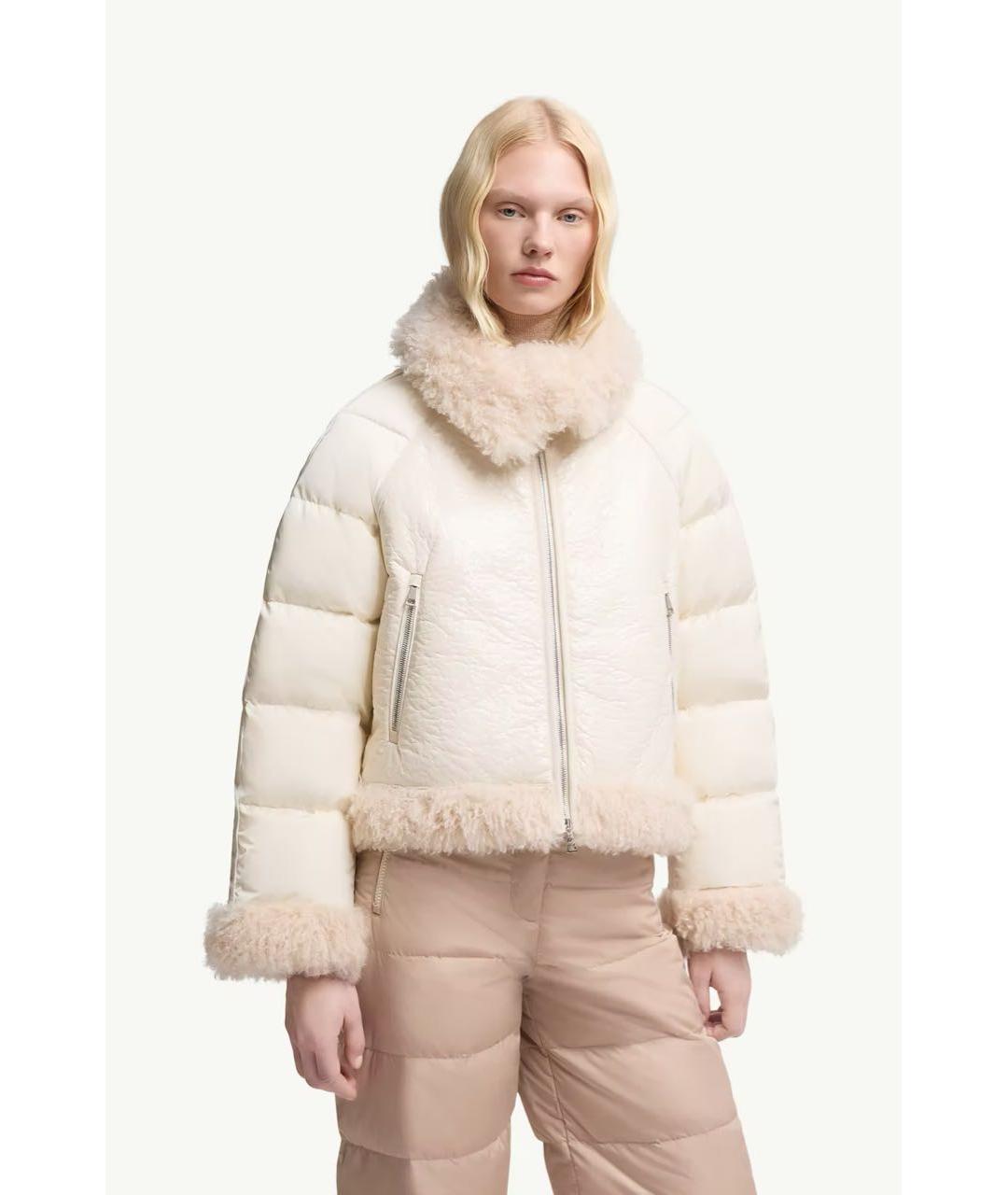 MONCLER Белый полиамидовый пуховик, фото 2