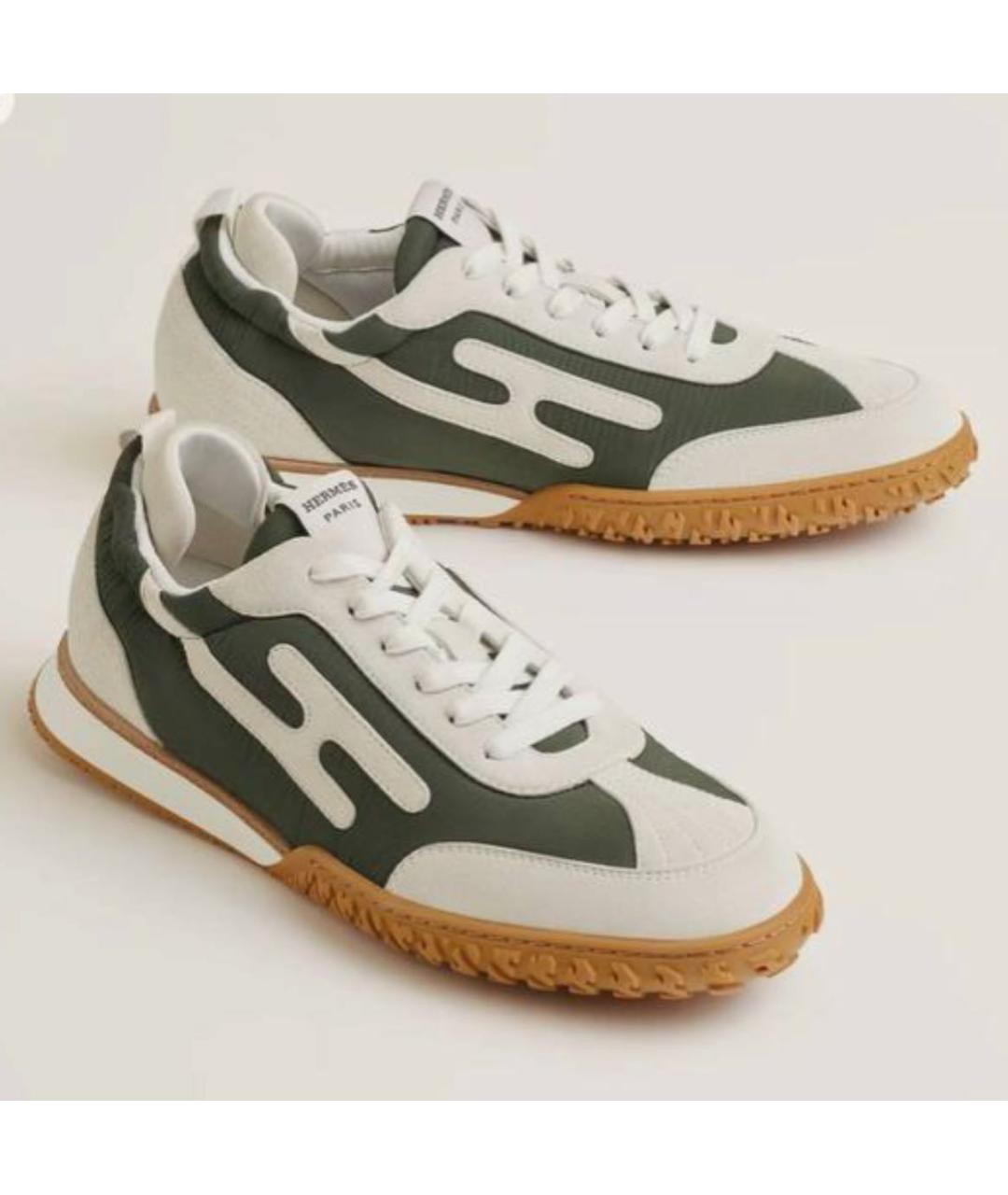 HERMES Зеленые кожаные низкие кроссовки / кеды, фото 8