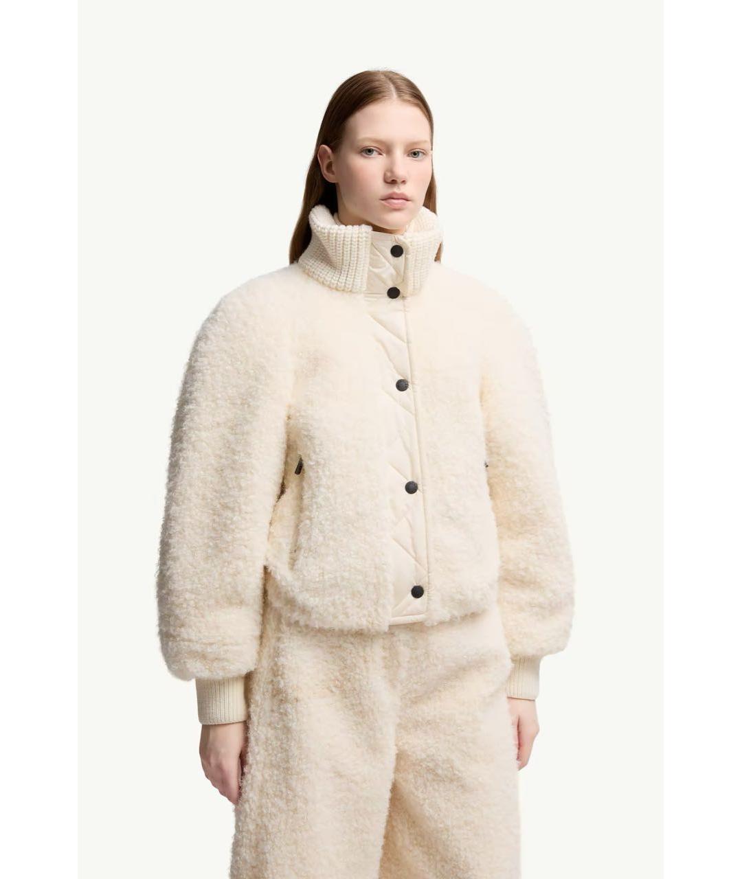 MONCLER Белый полиэстеровый пуховик, фото 2