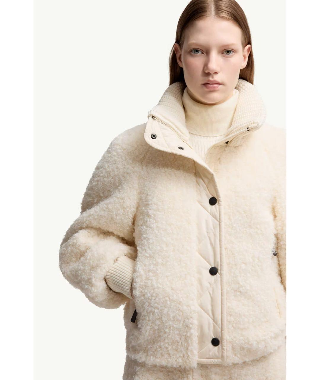 MONCLER Белый полиэстеровый пуховик, фото 4