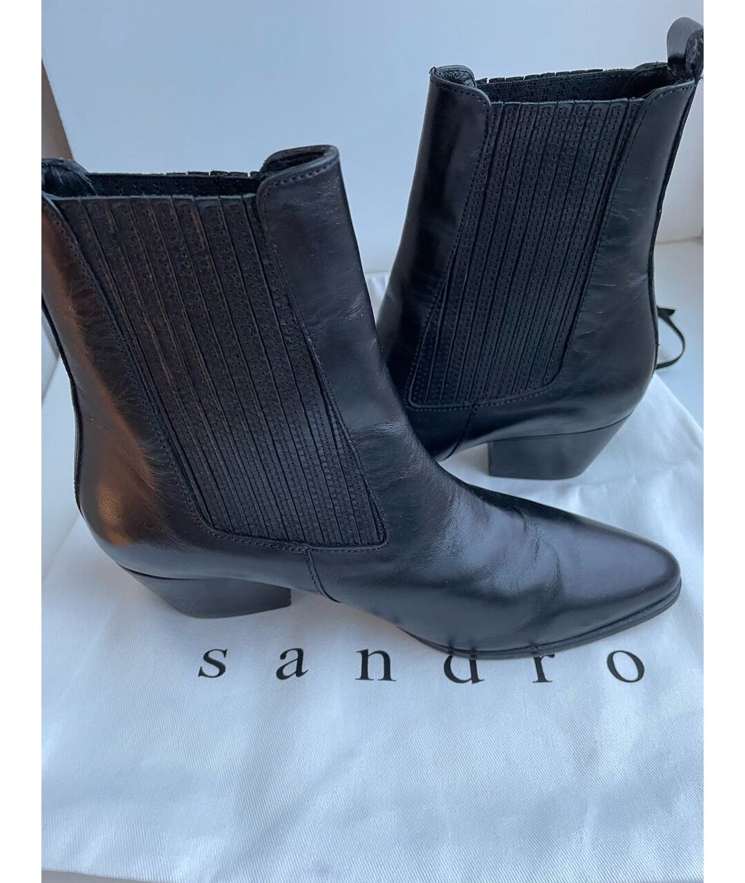 SANDRO Черные кожаные сапоги, фото 7