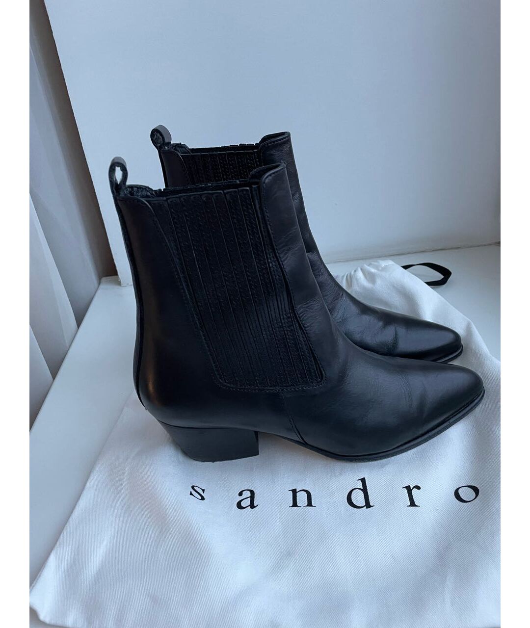 SANDRO Черные кожаные сапоги, фото 8