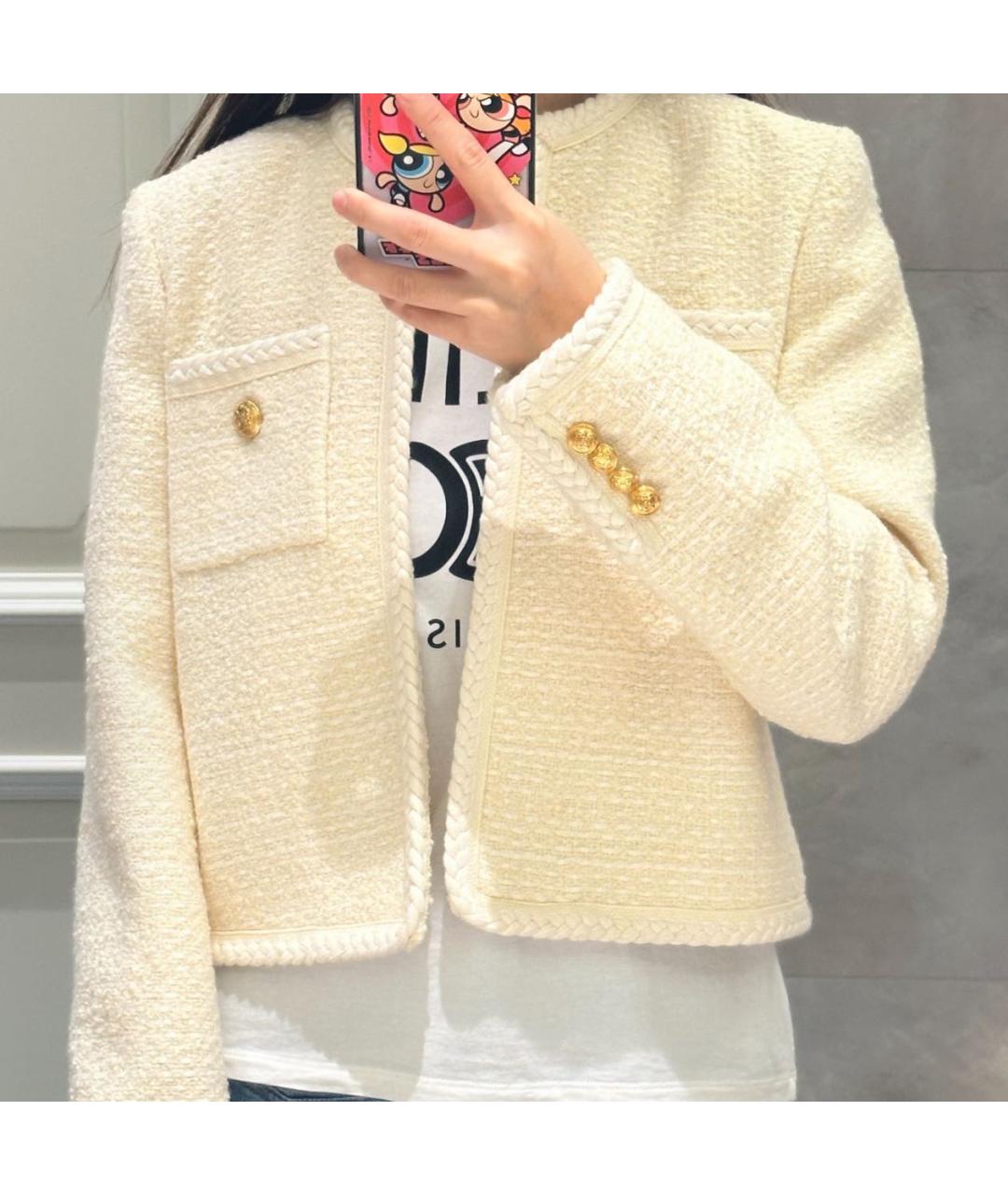 CELINE Бежевый шерстяной жакет/пиджак, фото 7