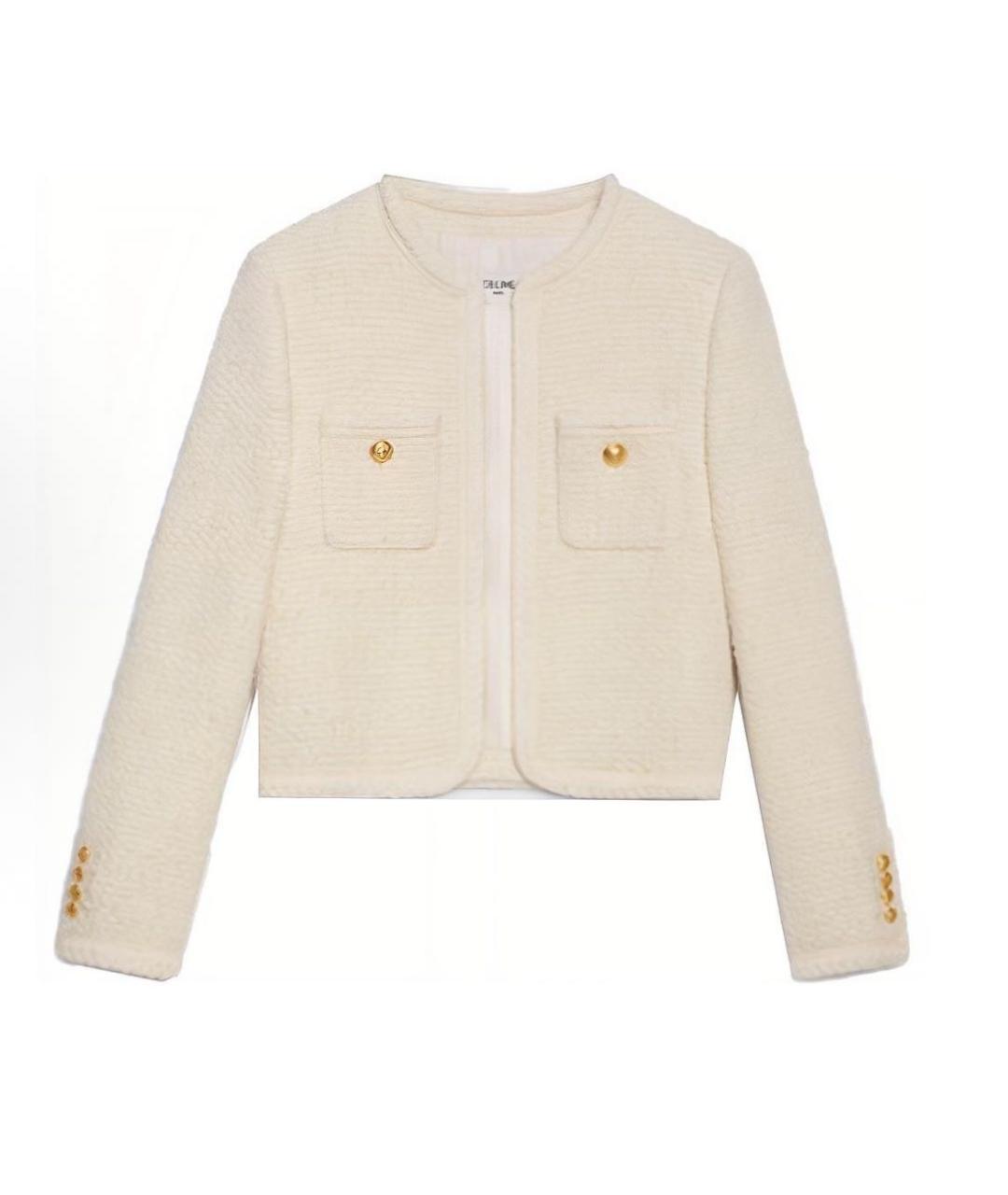 CELINE Бежевый шерстяной жакет/пиджак, фото 8