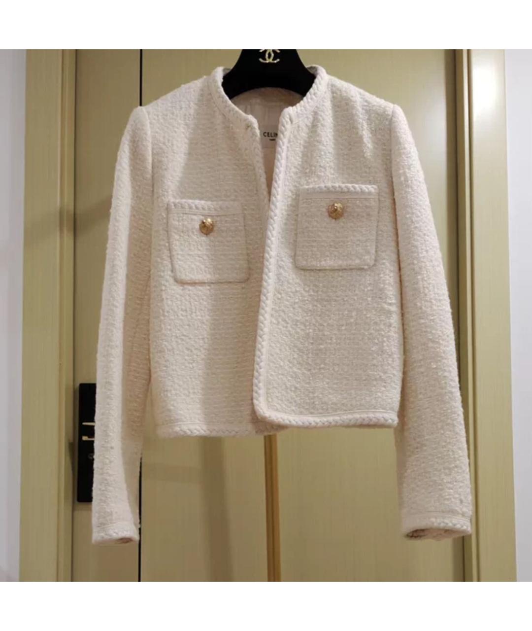 CELINE Бежевый шерстяной жакет/пиджак, фото 3